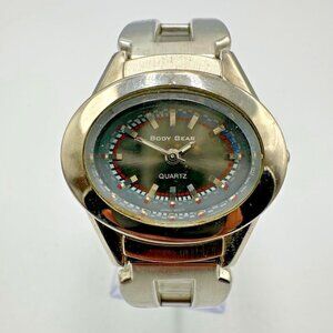 3/$30 Body Gear Watch Women Silver Tone Oval Dial 31MM Grey Dial New Battery 7"